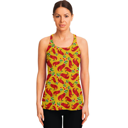 Santa Claus T-Rex Christmas Dino Print Women's Racerback Tank Top