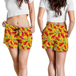 Santa Claus T-Rex Christmas Dino Print Women's Shorts
