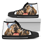 Santa Labrador Retriever Print Black High Top Shoes