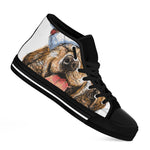 Santa Labrador Retriever Print Black High Top Shoes