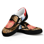 Santa Labrador Retriever Print Black Slip On Shoes