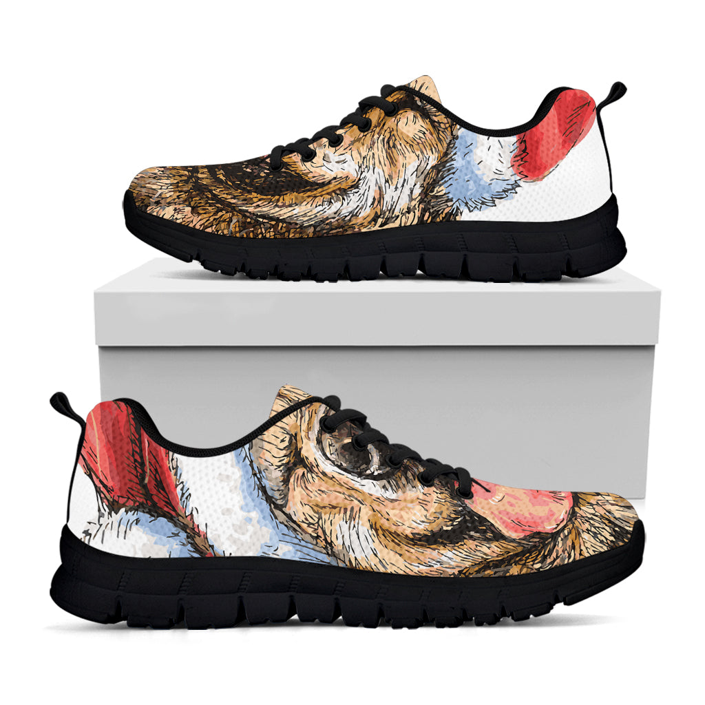 Santa Labrador Retriever Print Black Sneakers