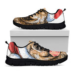 Santa Labrador Retriever Print Black Sneakers