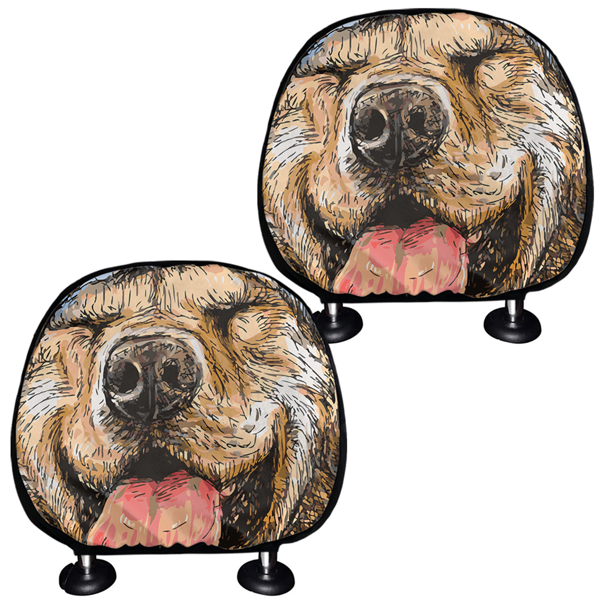 Santa Labrador Retriever Print Car Headrest Covers