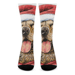 Santa Labrador Retriever Print Crew Socks