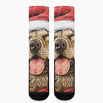 Santa Labrador Retriever Print Crew Socks