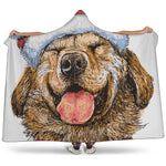 Santa Labrador Retriever Print Hooded Blanket