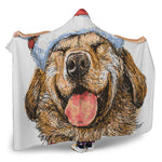 Santa Labrador Retriever Print Hooded Blanket