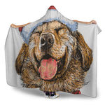 Santa Labrador Retriever Print Hooded Blanket
