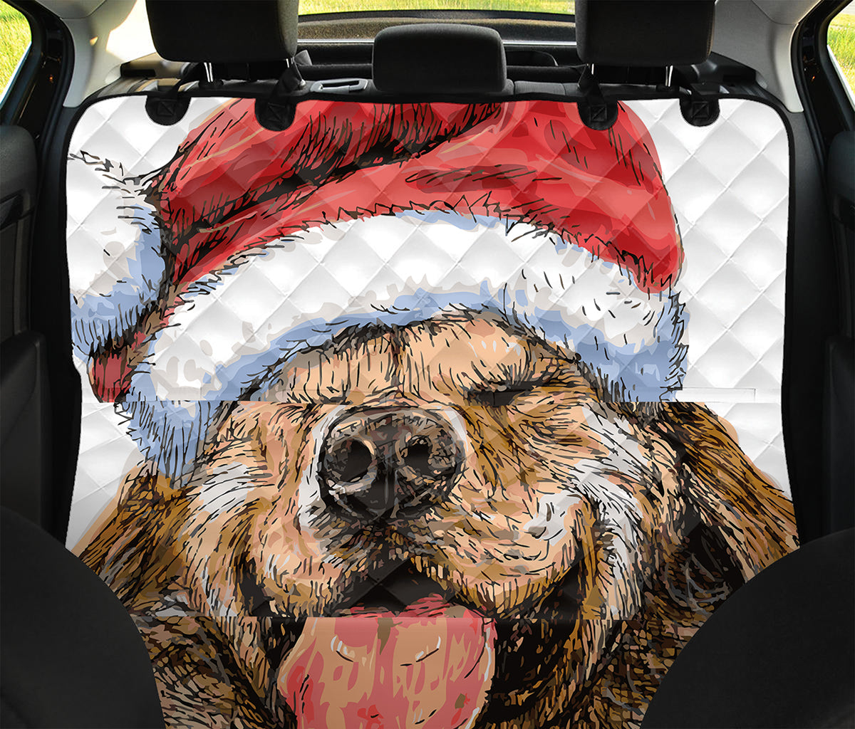 Santa Labrador Retriever Print Pet Car Back Seat Cover