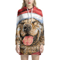 Santa Labrador Retriever Print Pullover Hoodie Dress