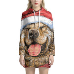 Santa Labrador Retriever Print Pullover Hoodie Dress