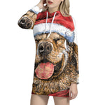 Santa Labrador Retriever Print Pullover Hoodie Dress