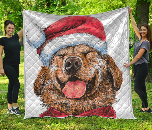 Santa Labrador Retriever Print Quilt