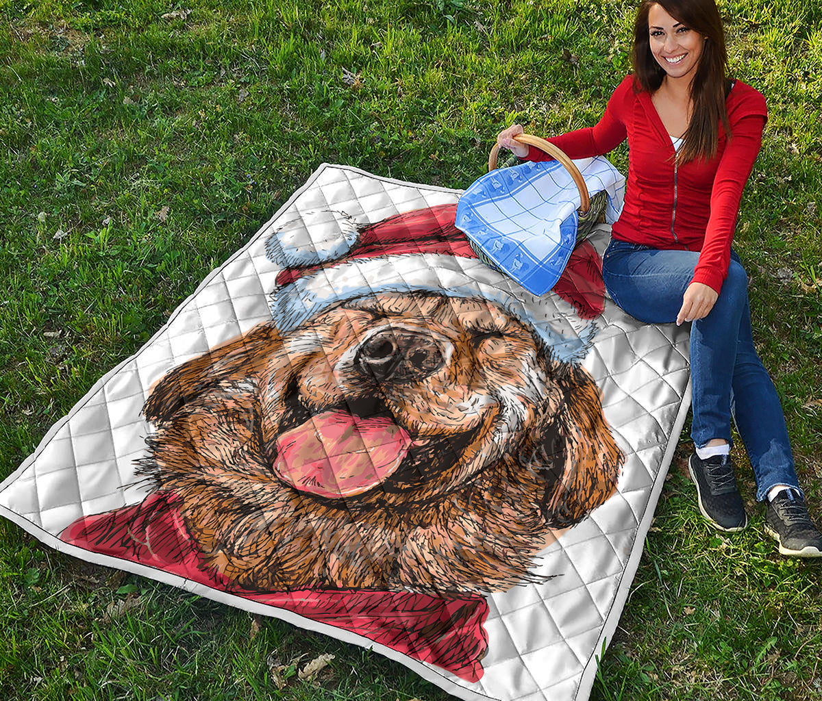 Santa Labrador Retriever Print Quilt