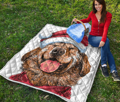 Santa Labrador Retriever Print Quilt