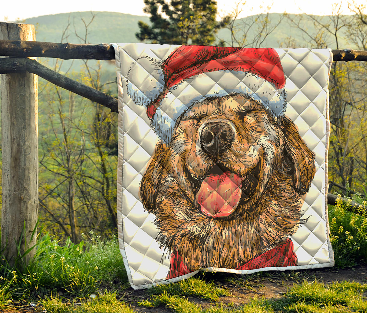 Santa Labrador Retriever Print Quilt