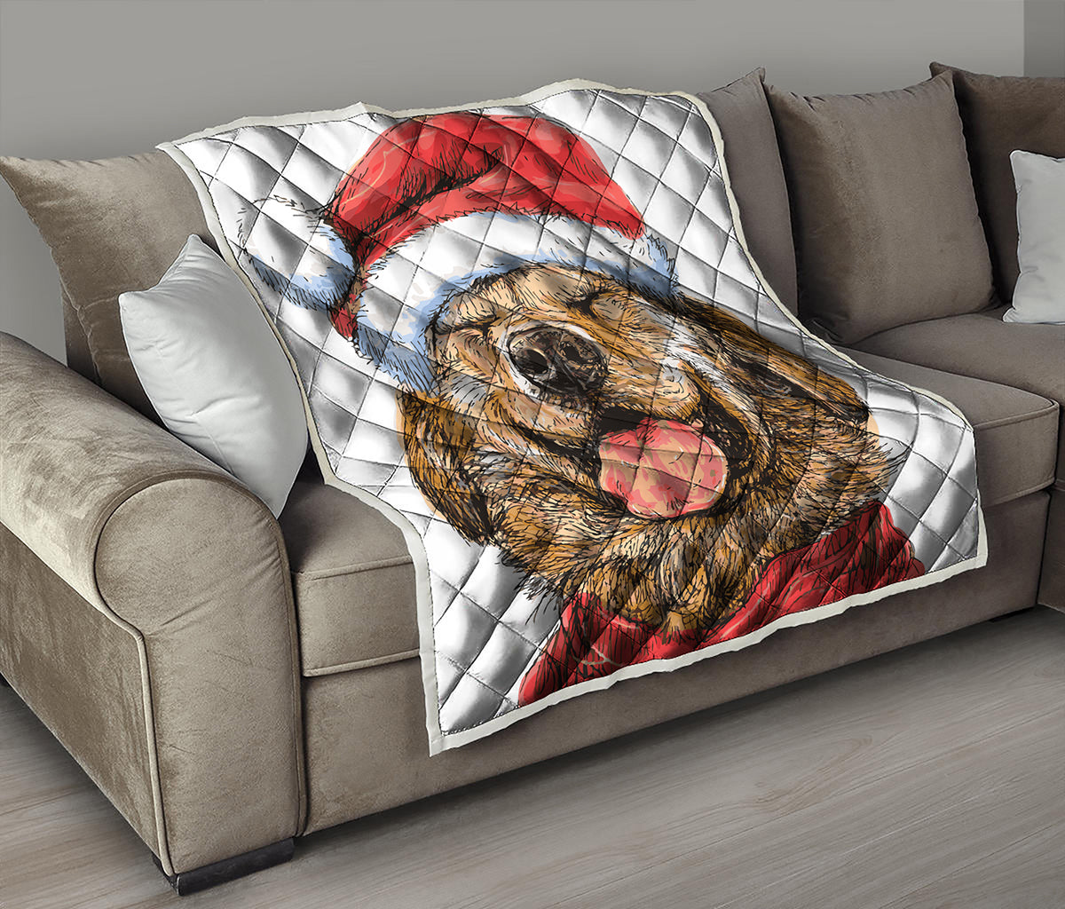 Santa Labrador Retriever Print Quilt
