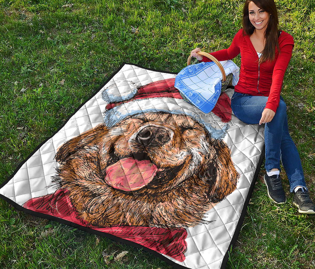 Santa Labrador Retriever Print Quilt
