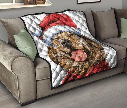 Santa Labrador Retriever Print Quilt