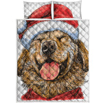 Santa Labrador Retriever Print Quilt Bed Set