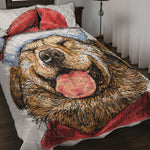 Santa Labrador Retriever Print Quilt Bed Set