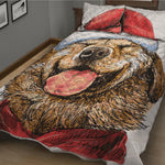 Santa Labrador Retriever Print Quilt Bed Set