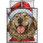 Santa Labrador Retriever Print Quilt Bed Set