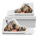 Santa Labrador Retriever Print White High Top Shoes