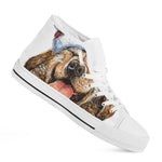 Santa Labrador Retriever Print White High Top Shoes