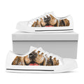 Santa Labrador Retriever Print White Low Top Sneakers