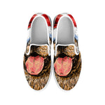 Santa Labrador Retriever Print White Slip On Shoes