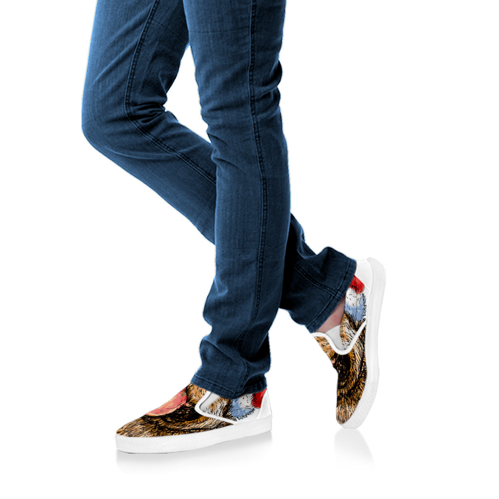 Santa Labrador Retriever Print White Slip On Shoes