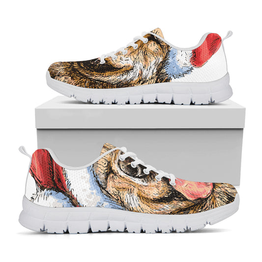 Santa Labrador Retriever Print White Sneakers