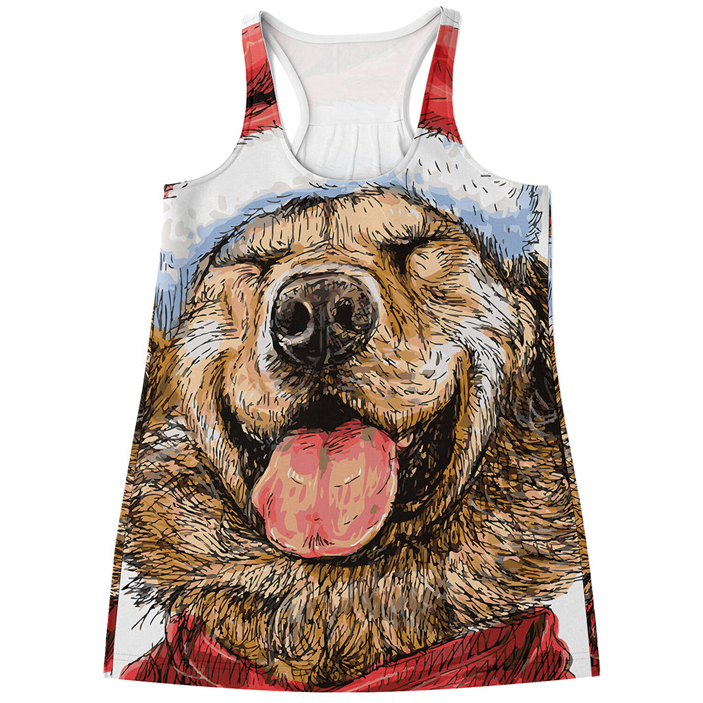 Santa Labrador Retriever Print Women's Racerback Tank Top