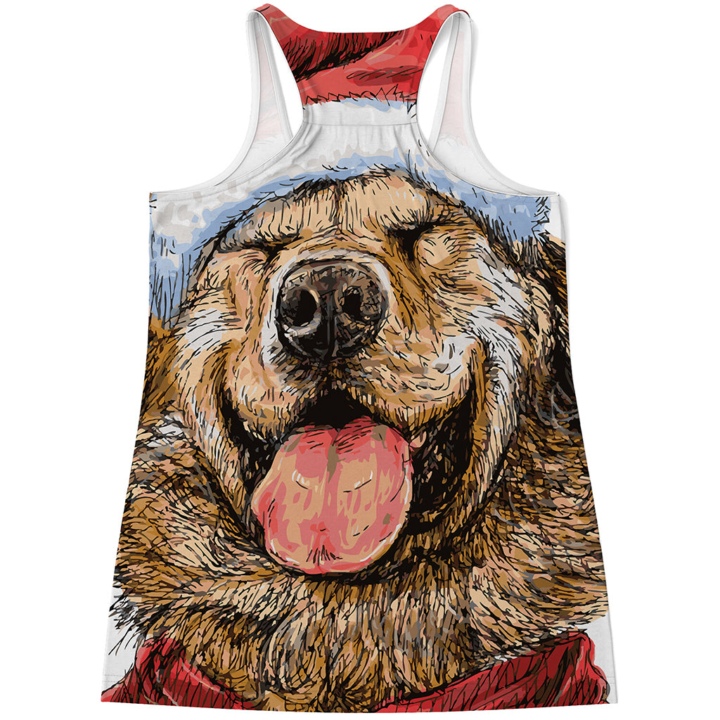 Santa Labrador Retriever Print Women's Racerback Tank Top
