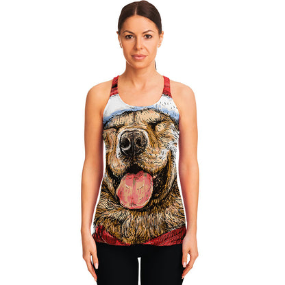 Santa Labrador Retriever Print Women's Racerback Tank Top