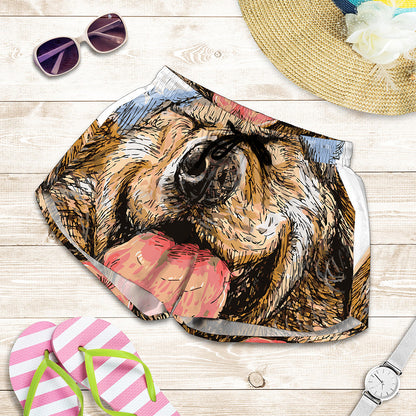 Santa Labrador Retriever Print Women's Shorts