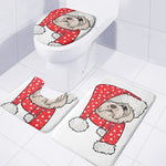 Santa Shih Tzu Print 3 Piece Bath Mat Set