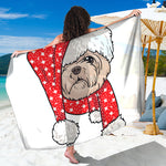 Santa Shih Tzu Print Beach Sarong Wrap