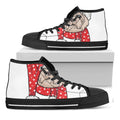 Santa Shih Tzu Print Black High Top Sneakers