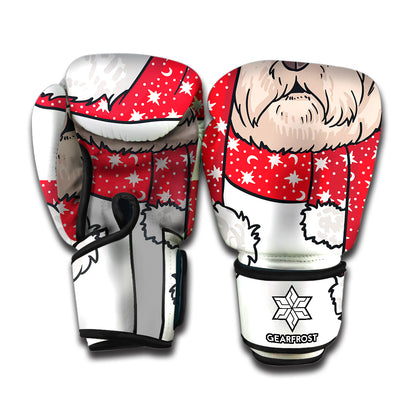 Santa Shih Tzu Print Boxing Gloves