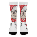Santa Shih Tzu Print Crew Socks