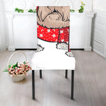 Santa Shih Tzu Print Dining Chair Slipcover