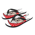 Santa Shih Tzu Print Flip Flops