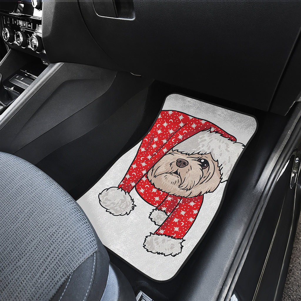 Santa Shih Tzu Print Front and Back Car Floor Mats