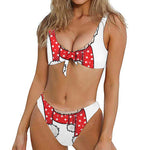 Santa Shih Tzu Print Front Bow Tie Bikini
