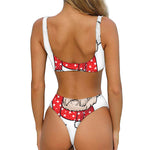 Santa Shih Tzu Print Front Bow Tie Bikini