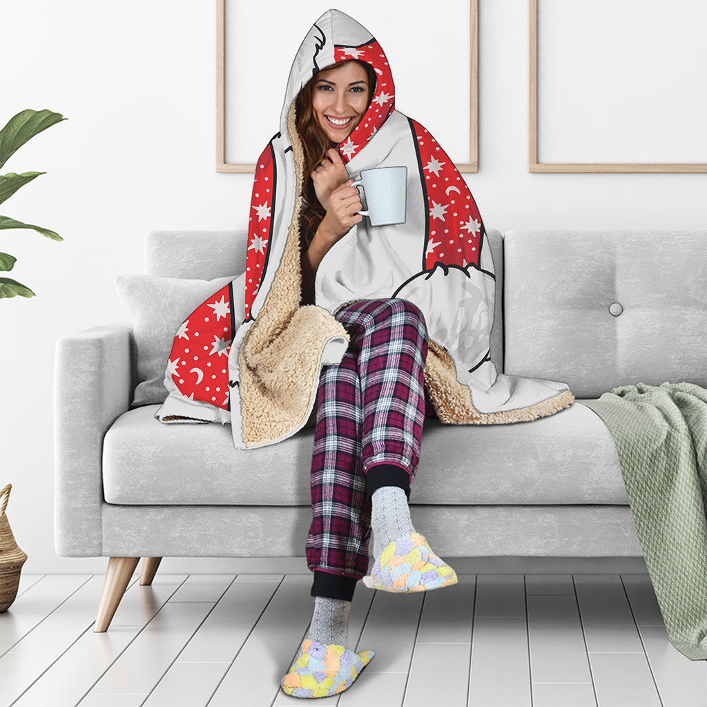 Santa Shih Tzu Print Hooded Blanket