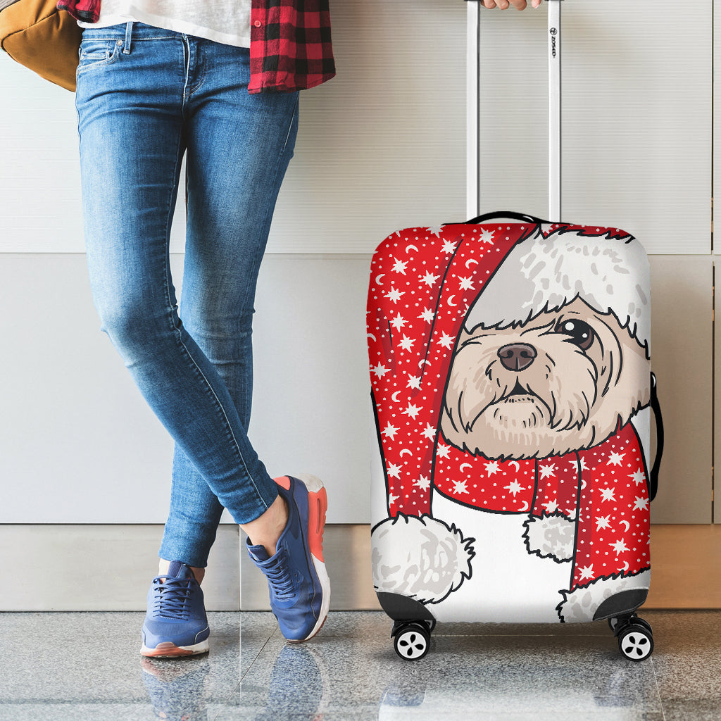 Santa Shih Tzu Print Luggage Cover